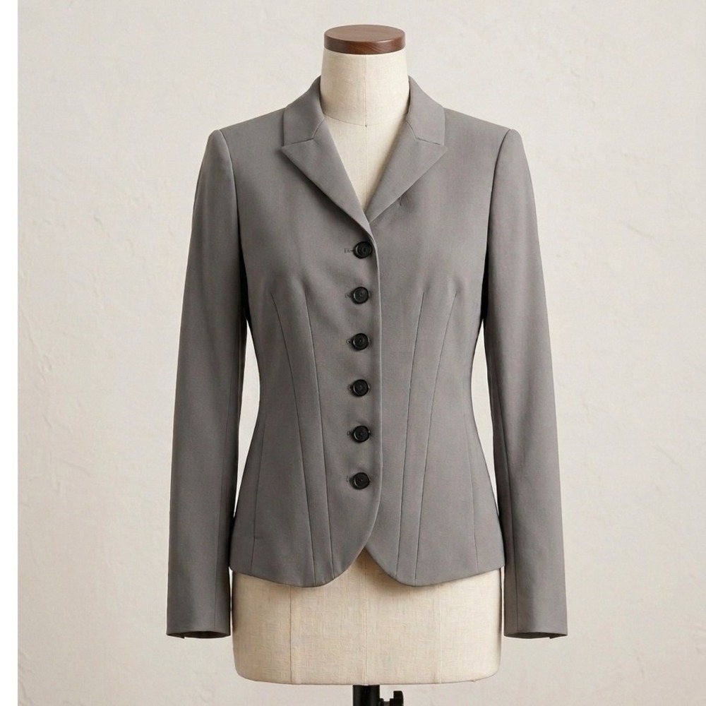 Lafayette 148  Gray Wool Tailored 6-Button Blazer Jacket Size 2 Professional‎